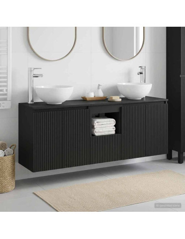 Set di Armadi da Bagno 3 pz Nero 49,5 x 35 x 63 cm