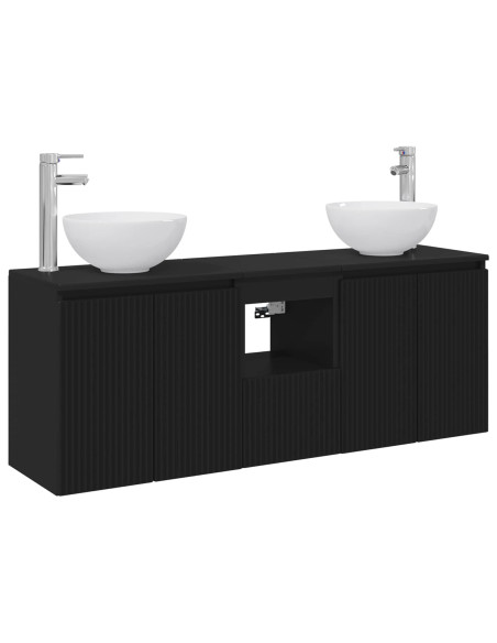 Set di Armadi da Bagno 3 pz Nero 49,5 x 35 x 63 cm