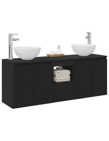 Set di Armadi da Bagno 3 pz Nero 49,5 x 35 x 63 cm