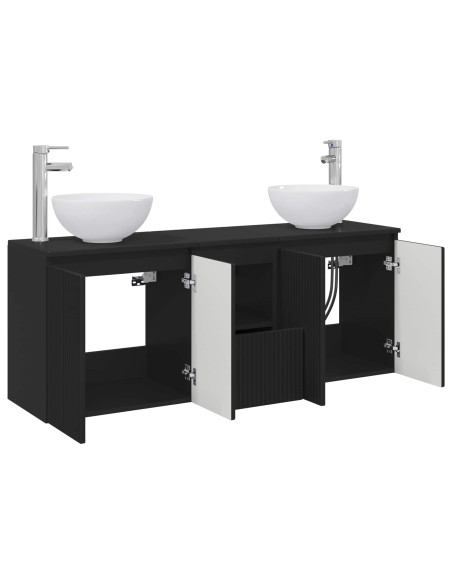 Set di Armadi da Bagno 3 pz Nero 49,5 x 35 x 63 cm