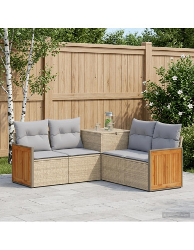 Set di divani 5 pz Beige e Grigio Chiaro