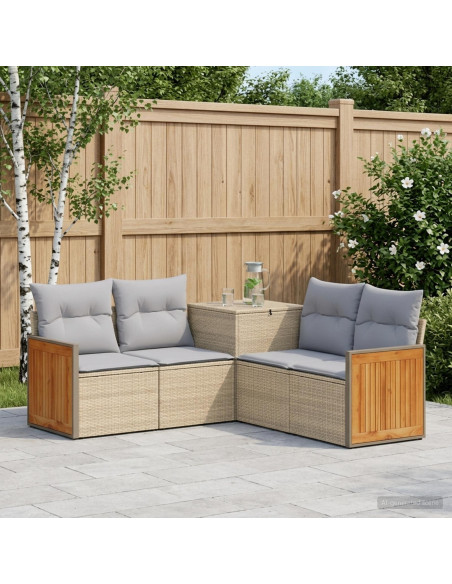 Set di divani 5 pz Beige e Grigio Chiaro