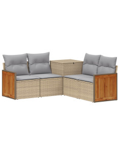 Set di divani 5 pz Beige e Grigio Chiaro 2