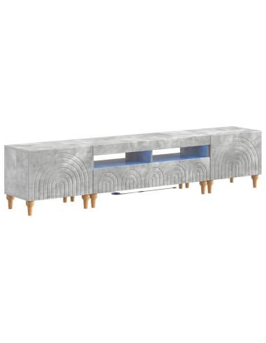 Mobile TV LED a 3 pezzi Grigio Cemento Legno ingegnerizzato