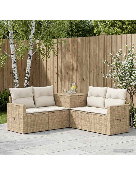Set di divani 5 pz Beige e Bianco Crema