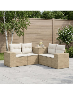 Set di divani 5 pz Beige e Bianco Crema