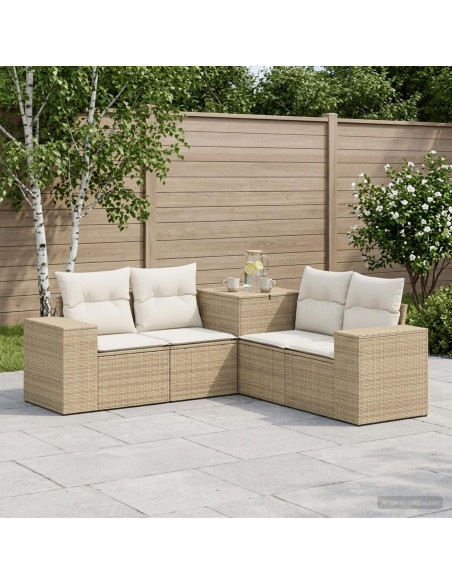 Set di divani 5 pz Beige e Bianco Crema