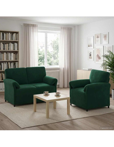 Set di divani 2 pz Verde Scuro Velluto