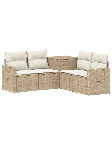 Set di divani 5 pz Beige e Bianco Crema