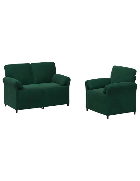 Set di divani 2 pz Verde Scuro Velluto