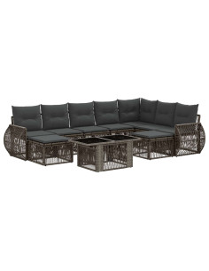 Set Divano da Giardino 10 pz Grigio e Grigio Scuro polyrattan 2