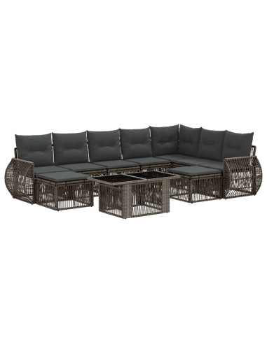 Set Divano da Giardino 10 pz Grigio e Grigio Scuro polyrattan