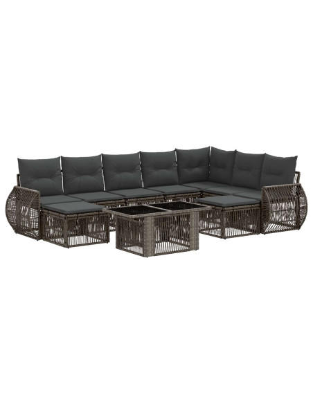 Set Divano da Giardino 10 pz Grigio e Grigio Scuro polyrattan