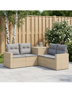 Set di divani 5 pz Beige e Grigio Chiaro