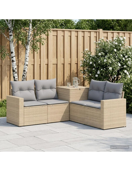 Set di divani 5 pz Beige e Grigio Chiaro
