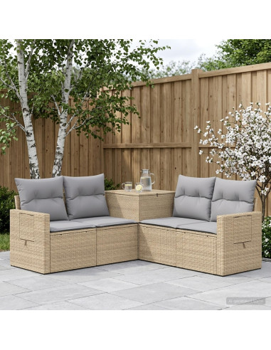 Set di divani 5 pz Beige e Grigio Chiaro