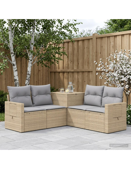Set di divani 5 pz Beige e Grigio Chiaro
