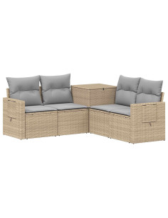Set di divani 5 pz Beige e Grigio Chiaro 2