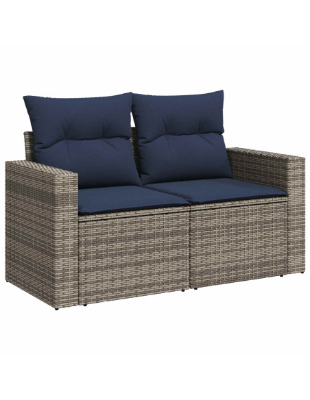 Set di divani 5 pz Grigio e Blu Navy Rattan sintetico e Acciaio