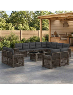 Set Divano da Giardino 13 pz Grigio e Grigio Scuro polyrattan