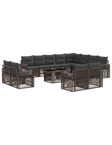 Set Divano da Giardino 13 pz Grigio e Grigio Scuro polyrattan
