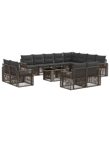 Set Divano da Giardino 13 pz Grigio e Grigio Scuro polyrattan