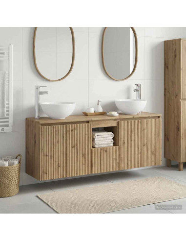 Set di Armadi da Bagno 3 pz Rovere Artigianale
