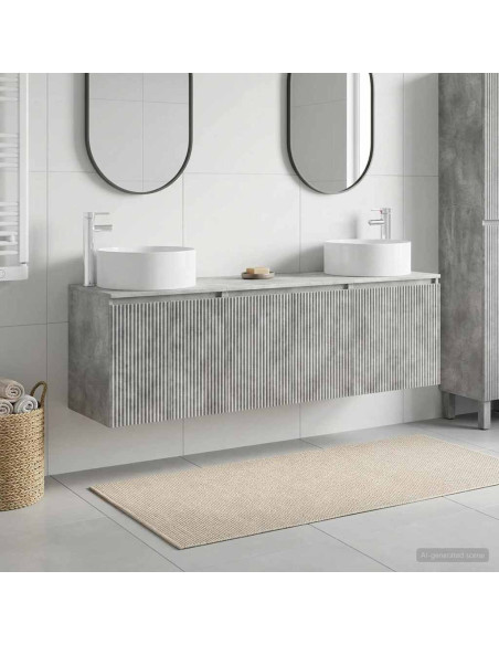 Set di Armadi da Bagno 3 pz Grigio Cemento