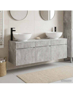 Set di Armadi da Bagno 3 pz Grigio Cemento 49 x 44,5 x 66,5 cm