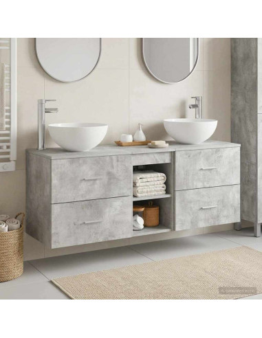 Set di Armadi da Bagno 3 pz Grigio Cemento 49,5 x 35 x 63 cm