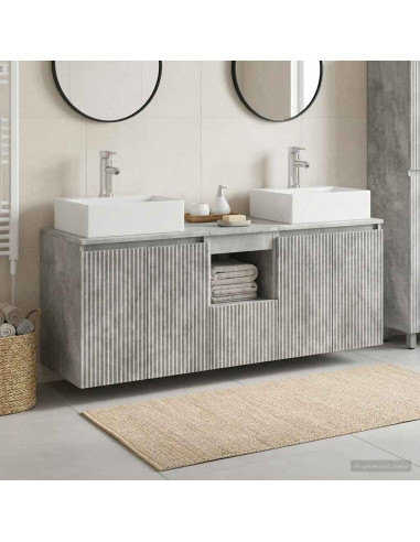 Set di Armadi da Bagno 3 pz Grigio Cemento 49,5 x 41 x 62,5 cm