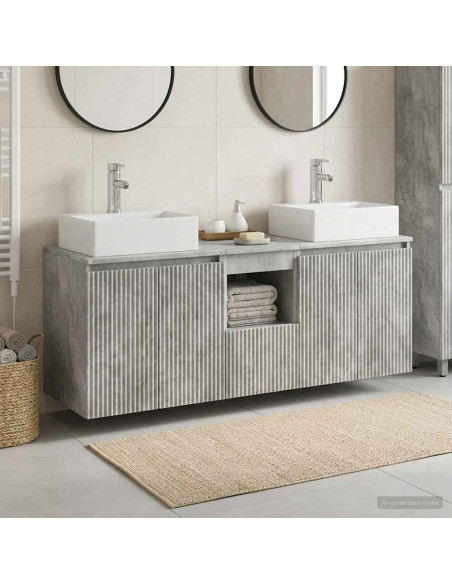 Set di Armadi da Bagno 3 pz Grigio Cemento 49,5 x 41 x 62,5 cm