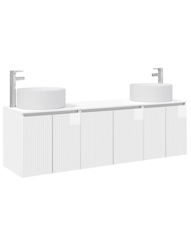 Set di Armadi da Bagno 3 pz Bianco Lucido 49,5 x 44,5 x 65,5 cm