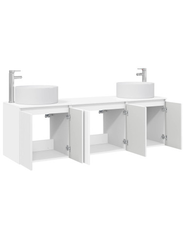 Set di Armadi da Bagno 3 pz Bianco Lucido 49,5 x 44,5 x 65,5 cm