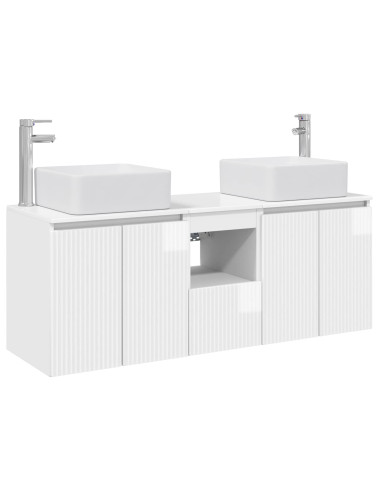 Set di Armadi da Bagno 3 pz Bianco Lucido 53 x 35 x 63 cm