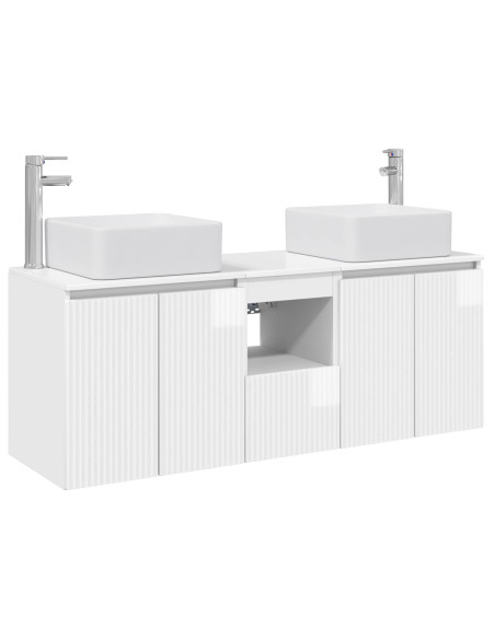 Set di Armadi da Bagno 3 pz Bianco Lucido 53 x 35 x 63 cm
