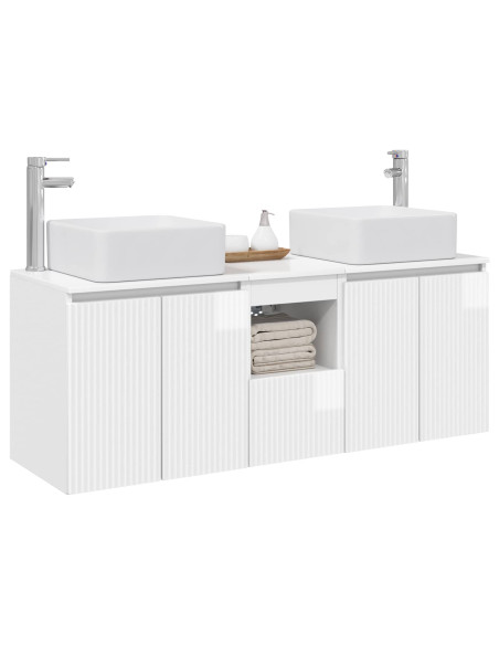 Set di Armadi da Bagno 3 pz Bianco Lucido 53 x 35 x 63 cm