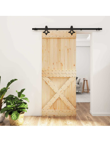 Porta scorrevole Naturale e Nero 85 x 210 cm