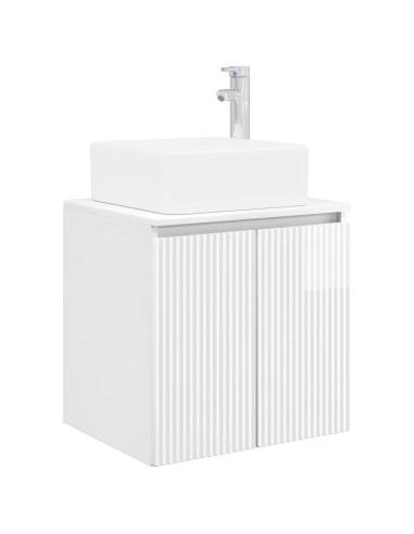 Set di Armadi da Bagno 3 pz Bianco Lucido 53 x 35 x 63 cm