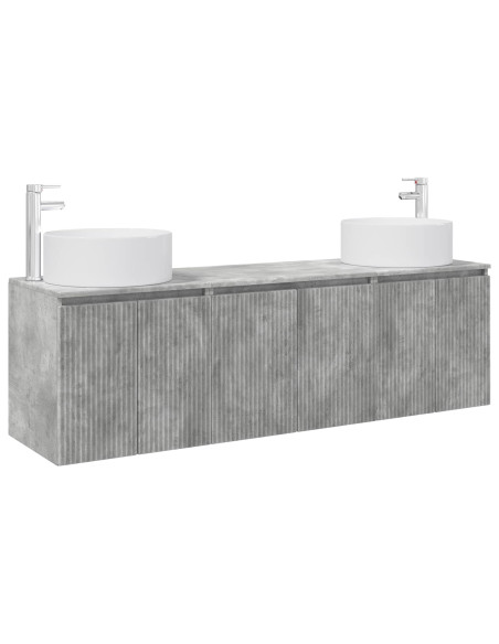 Set di Armadi da Bagno 3 pz Grigio Cemento
