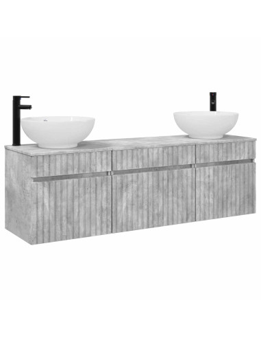 Set di Armadi da Bagno 3 pz Grigio Cemento 49 x 44,5 x 66,5 cm