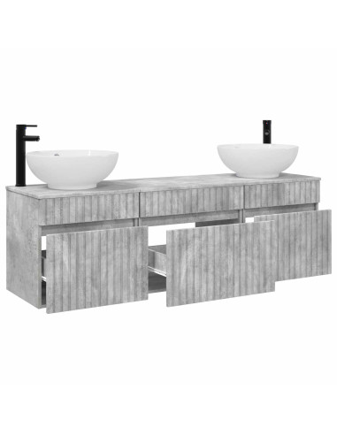 Set di Armadi da Bagno 3 pz Grigio Cemento 49 x 44,5 x 66,5 cm