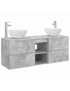 Set di Armadi da Bagno 3 pz Grigio Cemento 49,5 x 35 x 63 cm 2
