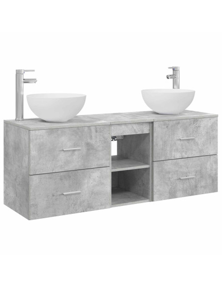 Set di Armadi da Bagno 3 pz Grigio Cemento 49,5 x 35 x 63 cm