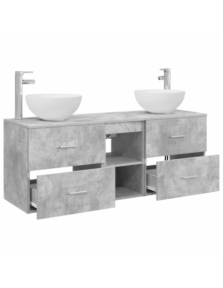Set di Armadi da Bagno 3 pz Grigio Cemento 49,5 x 35 x 63 cm