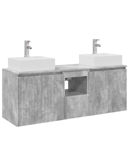 Set di Armadi da Bagno 3 pz Grigio Cemento 49,5 x 41 x 62,5 cm