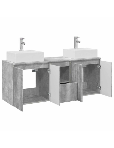 Set di Armadi da Bagno 3 pz Grigio Cemento 49,5 x 41 x 62,5 cm