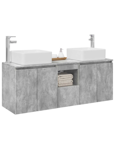 Set di Armadi da Bagno 3 pz Grigio Cemento 49,5 x 41 x 63 cm