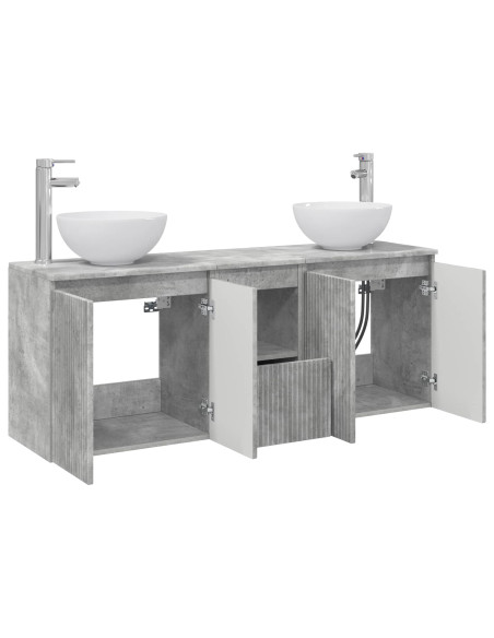 Set di Armadi da Bagno 3 pz Grigio Cemento 49,5 x 41 x 64,5 cm