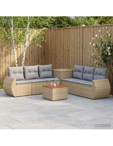 Set di divani 8 pz Beige e Grigio Chiaro